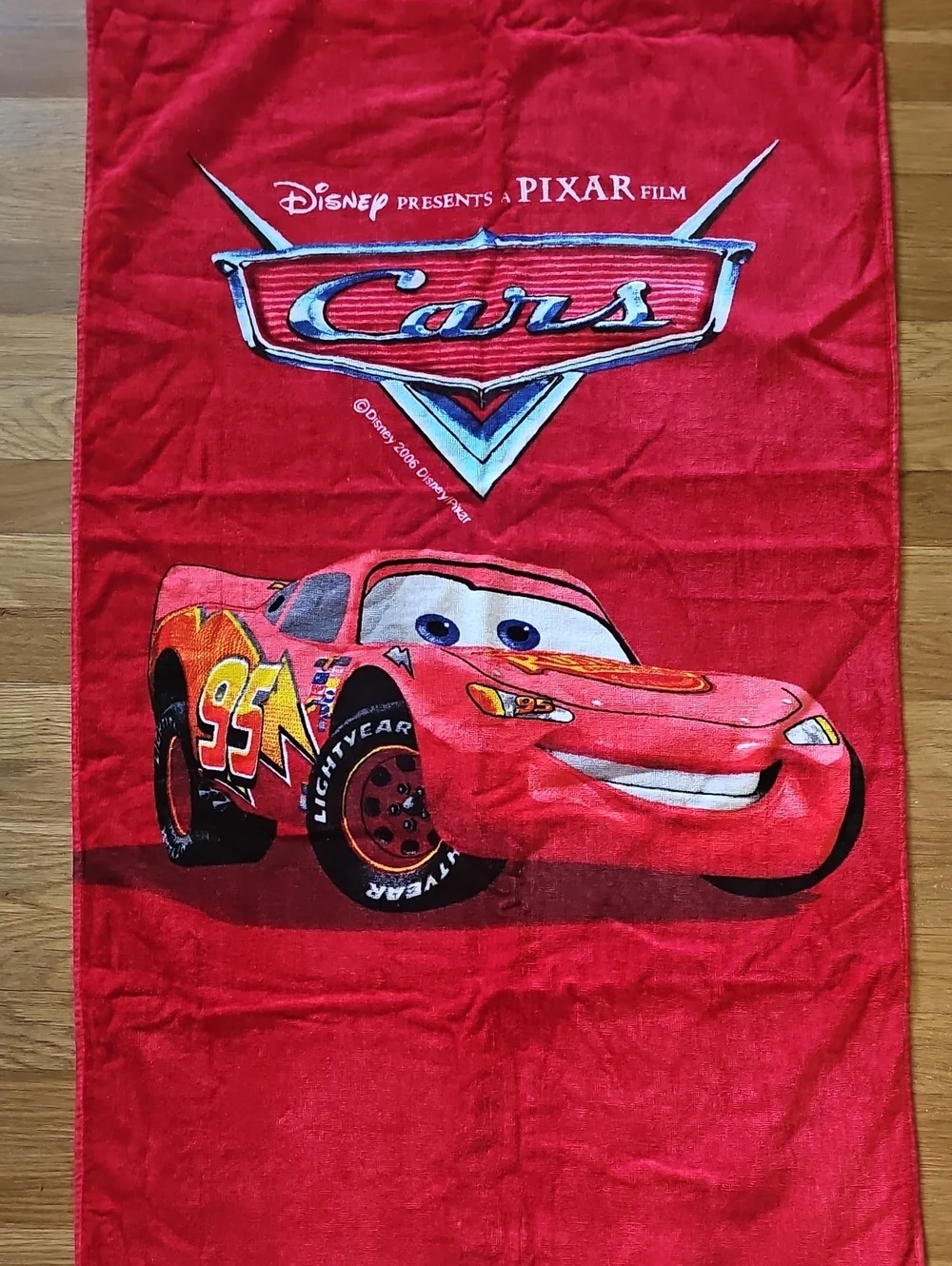 Walt Disney 2006 Pixar Film Cars Children's Red Racing Theme Beach Towel